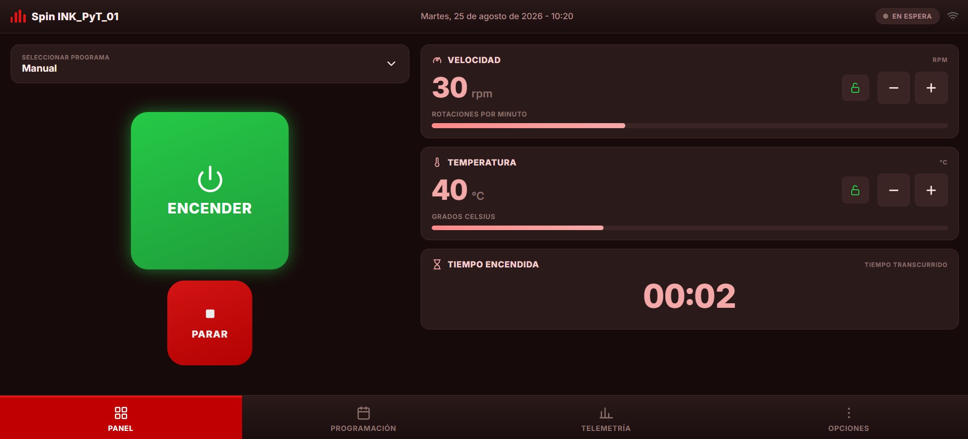 Interfaz digital de la SpinInk VR — images/spinink-interfaz.jpg
