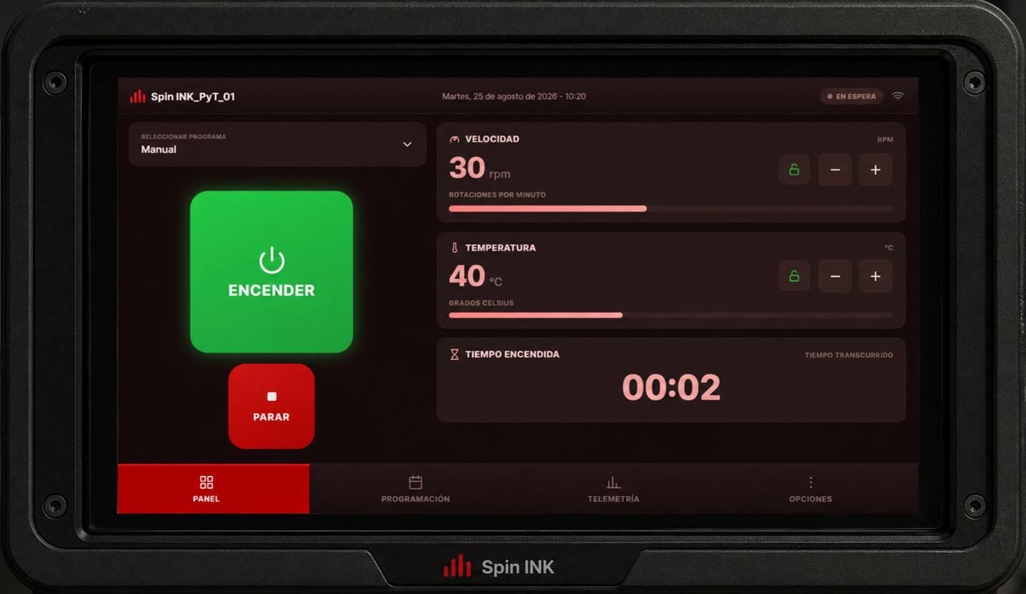 Interfaz digital de la SpinInk VR — images/spinink-interfaz.jpg